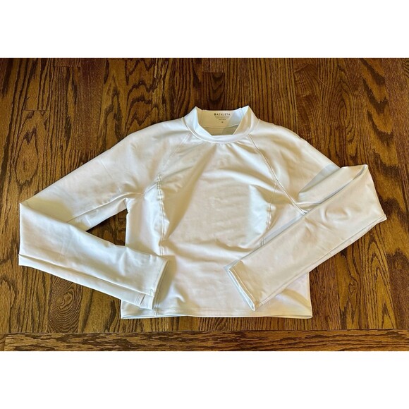 Athleta RENEW SEAMLESS MOCK NECK TOP White Size Medium‎ Gym Activewear Workout - Picture 5 of 12